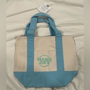 Trader Joe’s Mini Tote Blue with Mint Green Accents